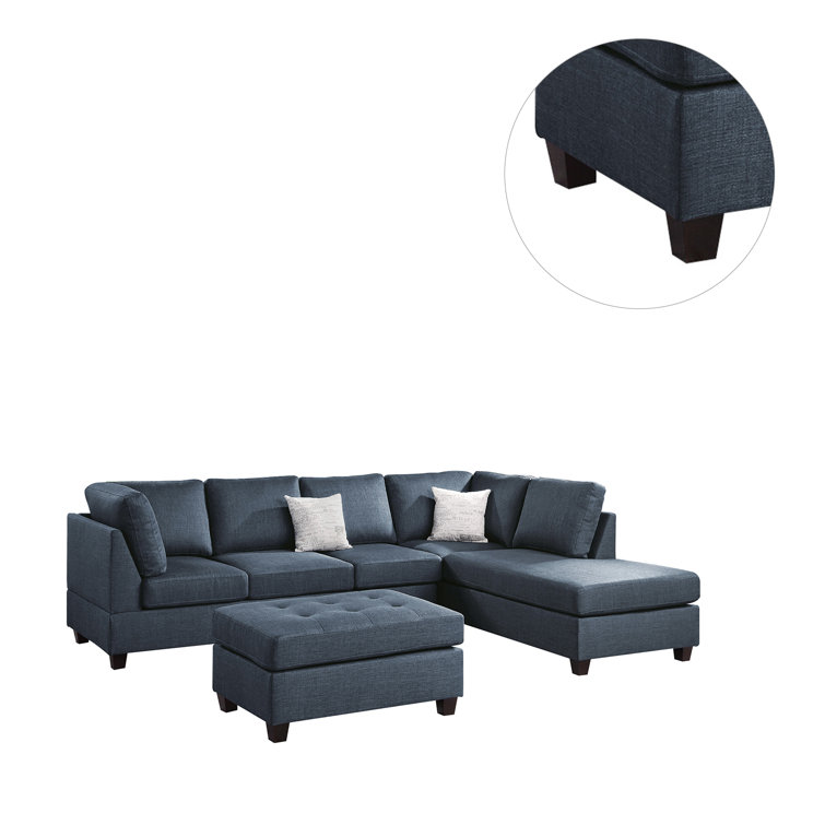 Latitude Run® 84" Wide Reversible Sofa & Chaise with Ottoman Wayfair